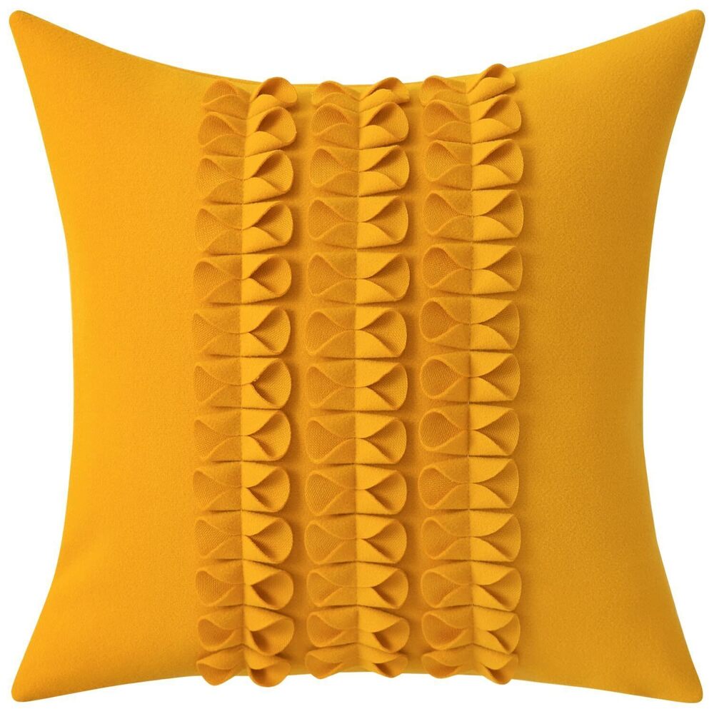 5948 Soft Throw Pillow Covers, Mustard Yellow Accent Solid Pillow Cases, 3D